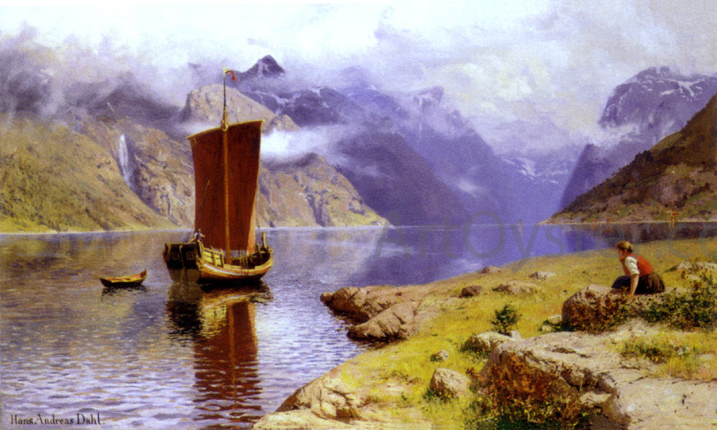 Hans Dahl Awaiting his Return - Hand Painted Oil Painting