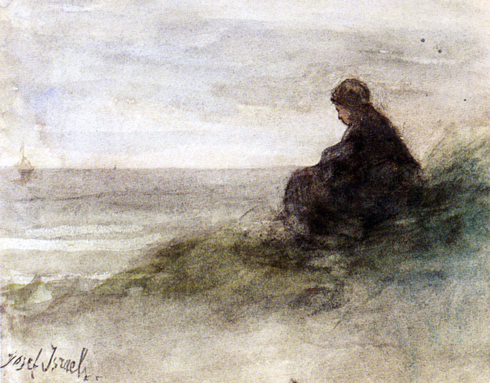Jozef Israels Awaiting The Fishermen's Return - Hand Painted Oil Painting