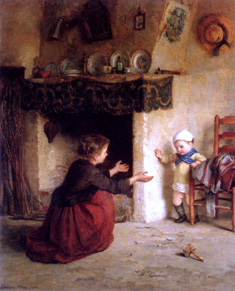 Edouard Frere Baby's First Steps - Hand Painted Oil Painting