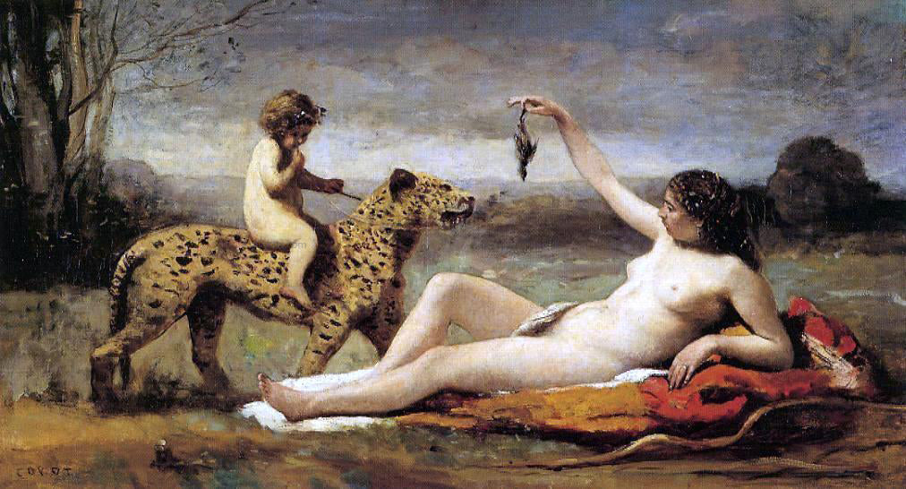 Jean-Baptiste-Camille Corot Bacchante with a Panther - Hand Painted Oil Painting