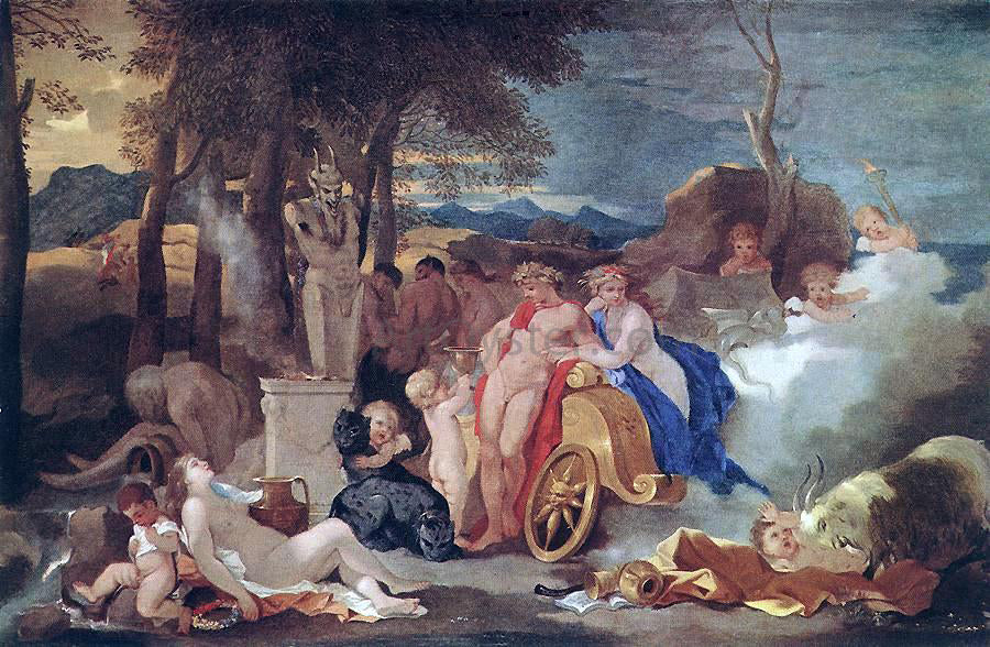 Sebastien Bourdon Bacchus and Ceres with Nymphs and Satyrs - Hand Painted Oil Painting