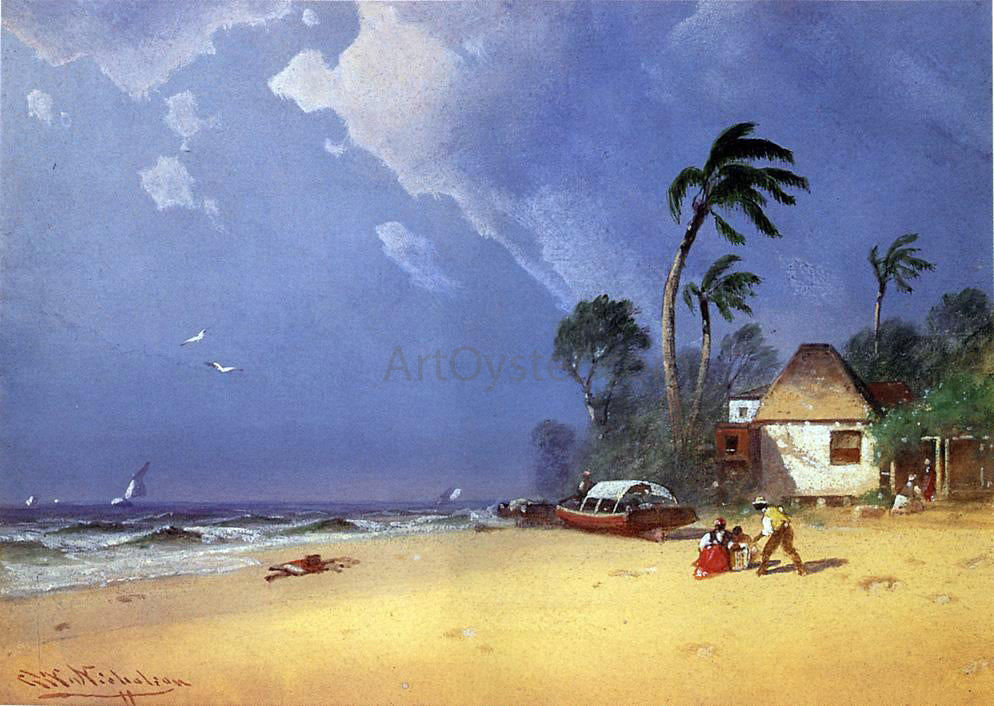 George Washington Nicholson A Bahamian Scene - Hand Painted Oil Painting