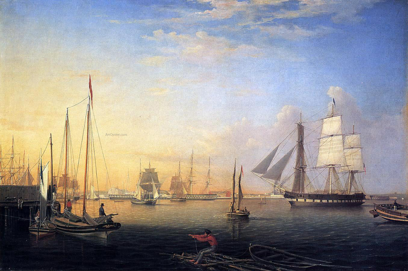 Fitz Hugh Lane Baltimore Harbor - Hand Painted Oil Painting