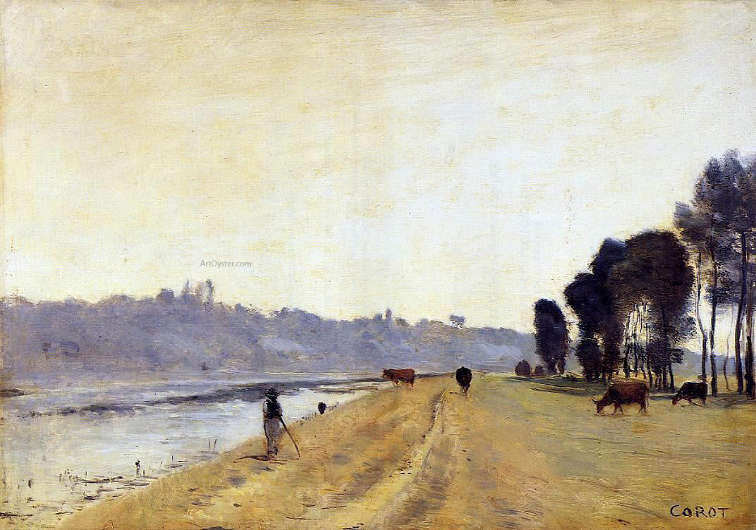 Jean-Baptiste-Camille Corot Banks of a River - Hand Painted Oil Painting