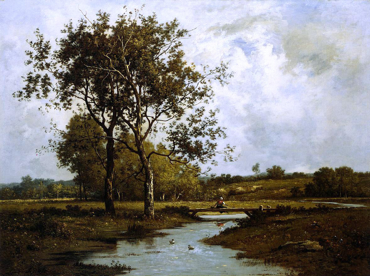 Leon Richet Banks of the River - Hand Painted Oil Painting