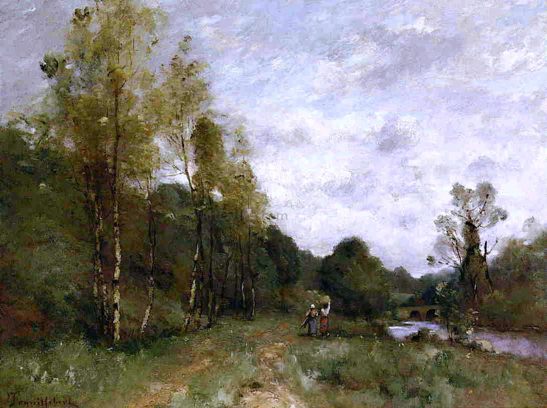 Paul Desire Trouillebert Banks of the River - Hand Painted Oil Painting