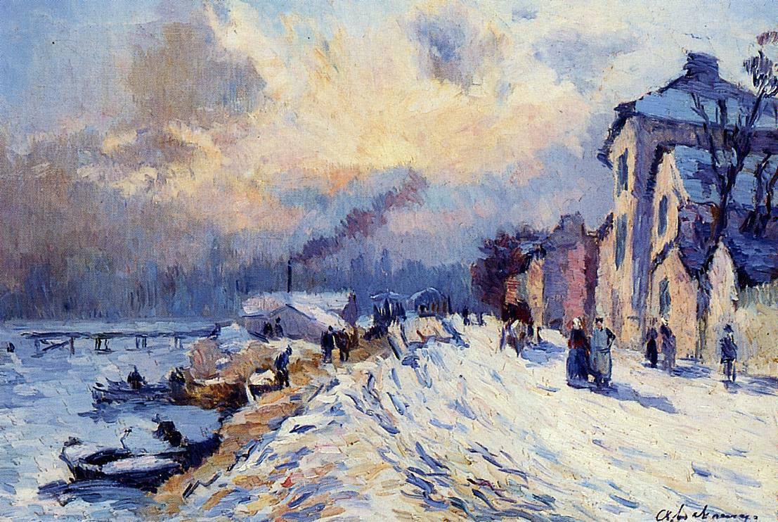 Albert Lebourg Banks of the Seine, Winter at Herblay - Hand Painted Oil Painting