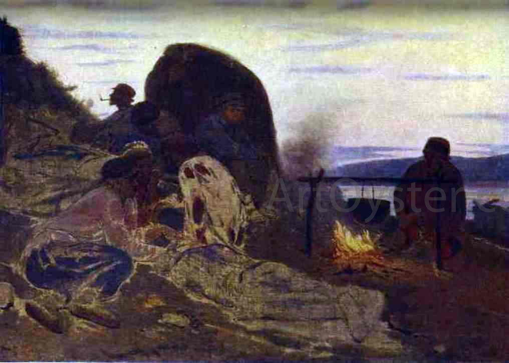 Ilia Efimovich Repin Barge Haulers by Campfire - Hand Painted Oil Painting