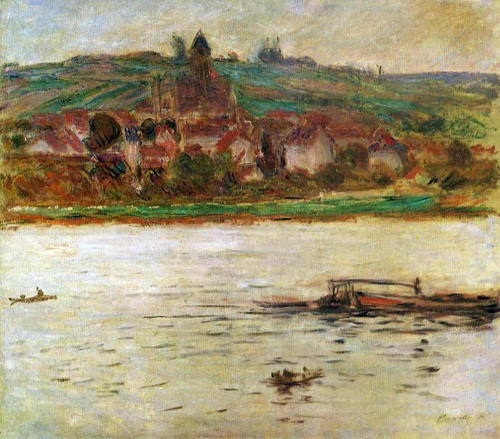 Claude Oscar Monet Barge on the Seine at Vertheuil (also known as Vetheuil) - Hand Painted Oil Painting