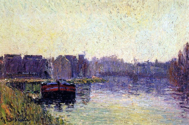 Gustave Loiseau Barges on the Oise - Hand Painted Oil Painting
