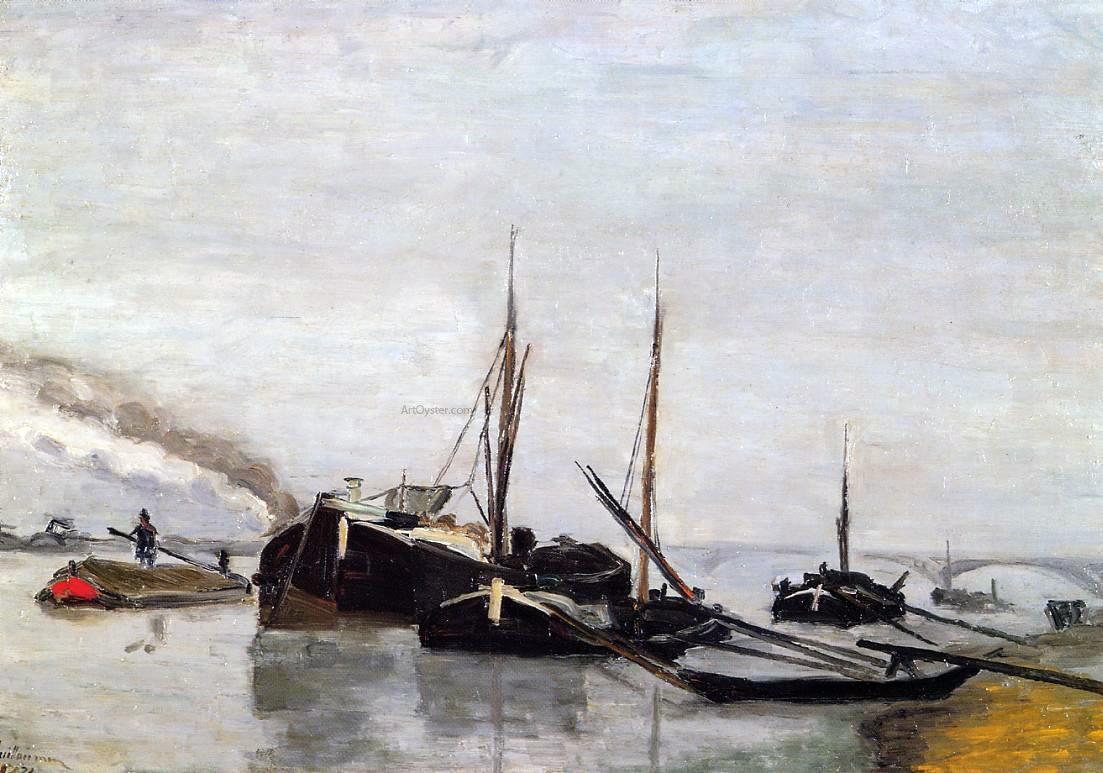 Armand Guillaumin Barges on the Seine at Bercy - Hand Painted Oil Painting