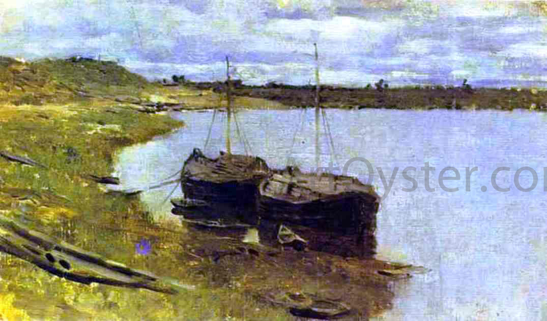 Isaac Ilich Levitan Barges. The Volga - Hand Painted Oil Painting