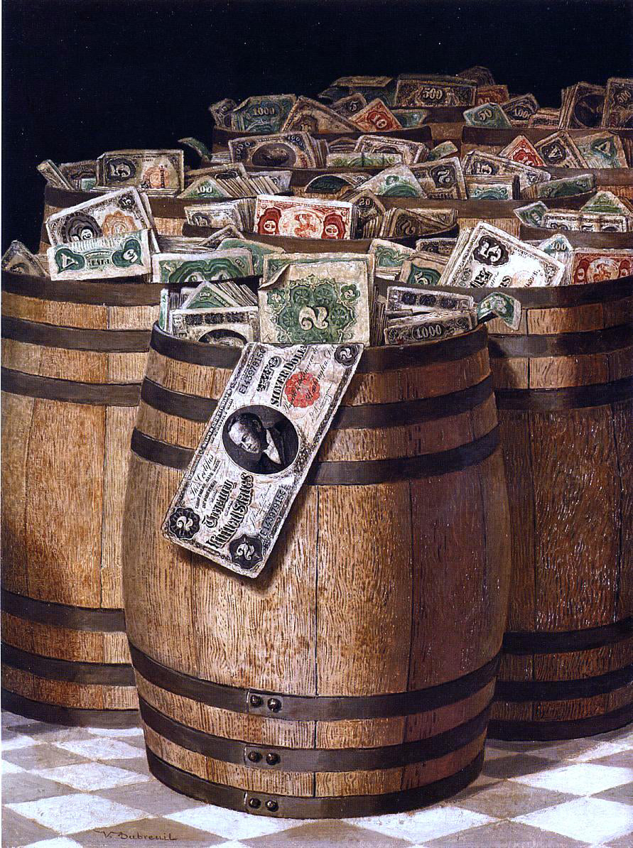 Victor Dubreuil Barrels of Money - Hand Painted Oil Painting