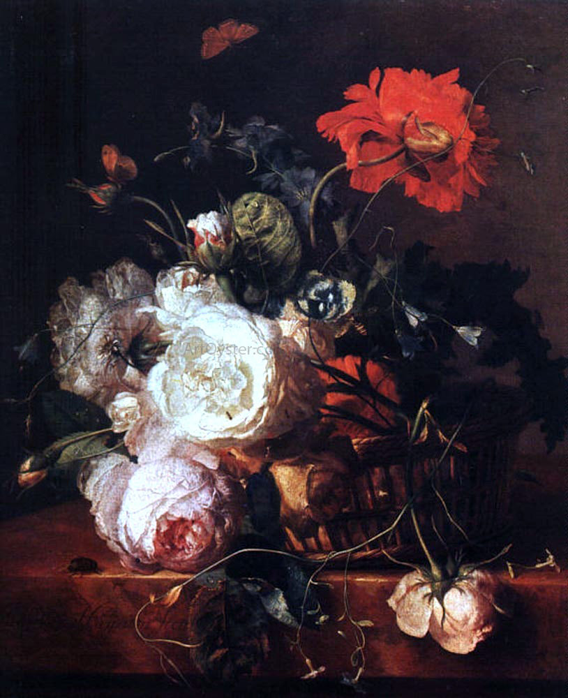 Jan Van Huysum Basket of Flowers - Hand Painted Oil Painting