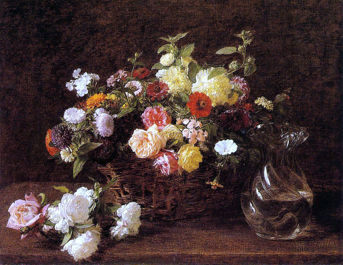 Henri Fantin-Latour Basket of Flowers - Hand Painted Oil Painting