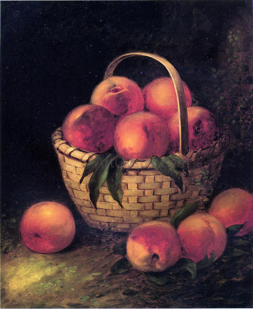Thomas Addison Richards Basket of Peaches - Hand Painted Oil Painting