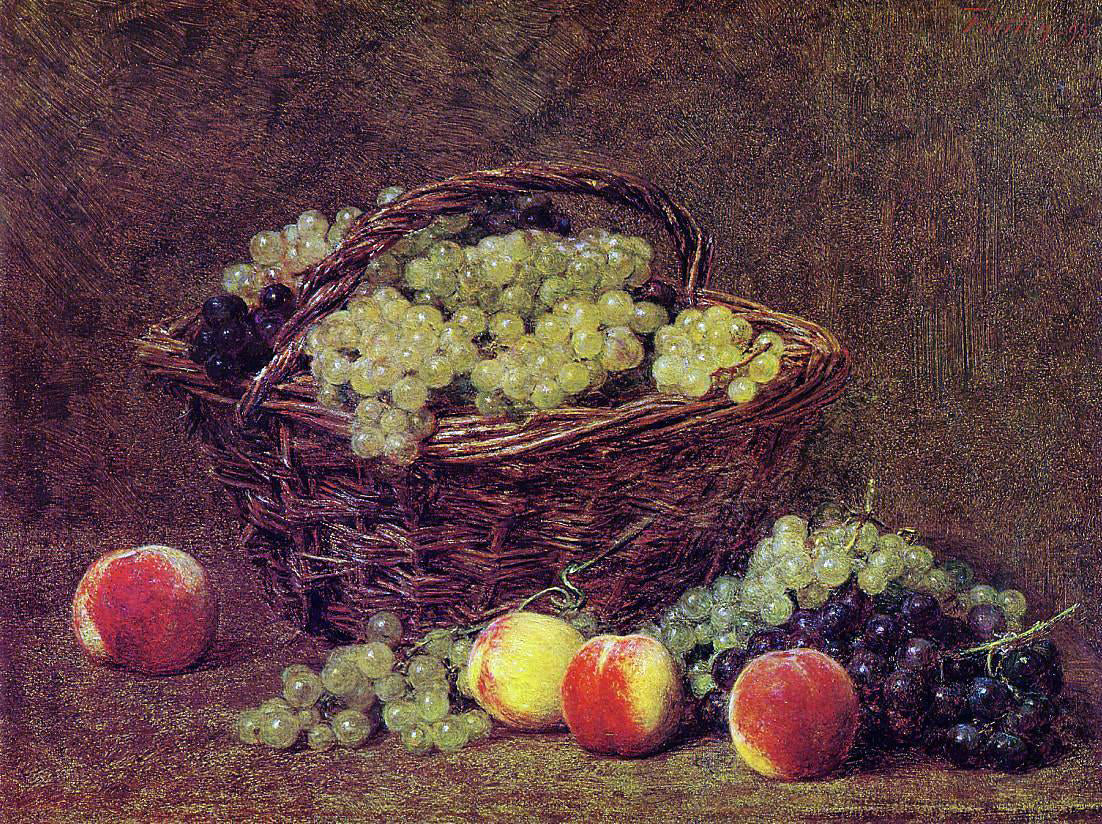 Henri Fantin-Latour Basket of White Grapes and Peaches - Hand Painted Oil Painting
