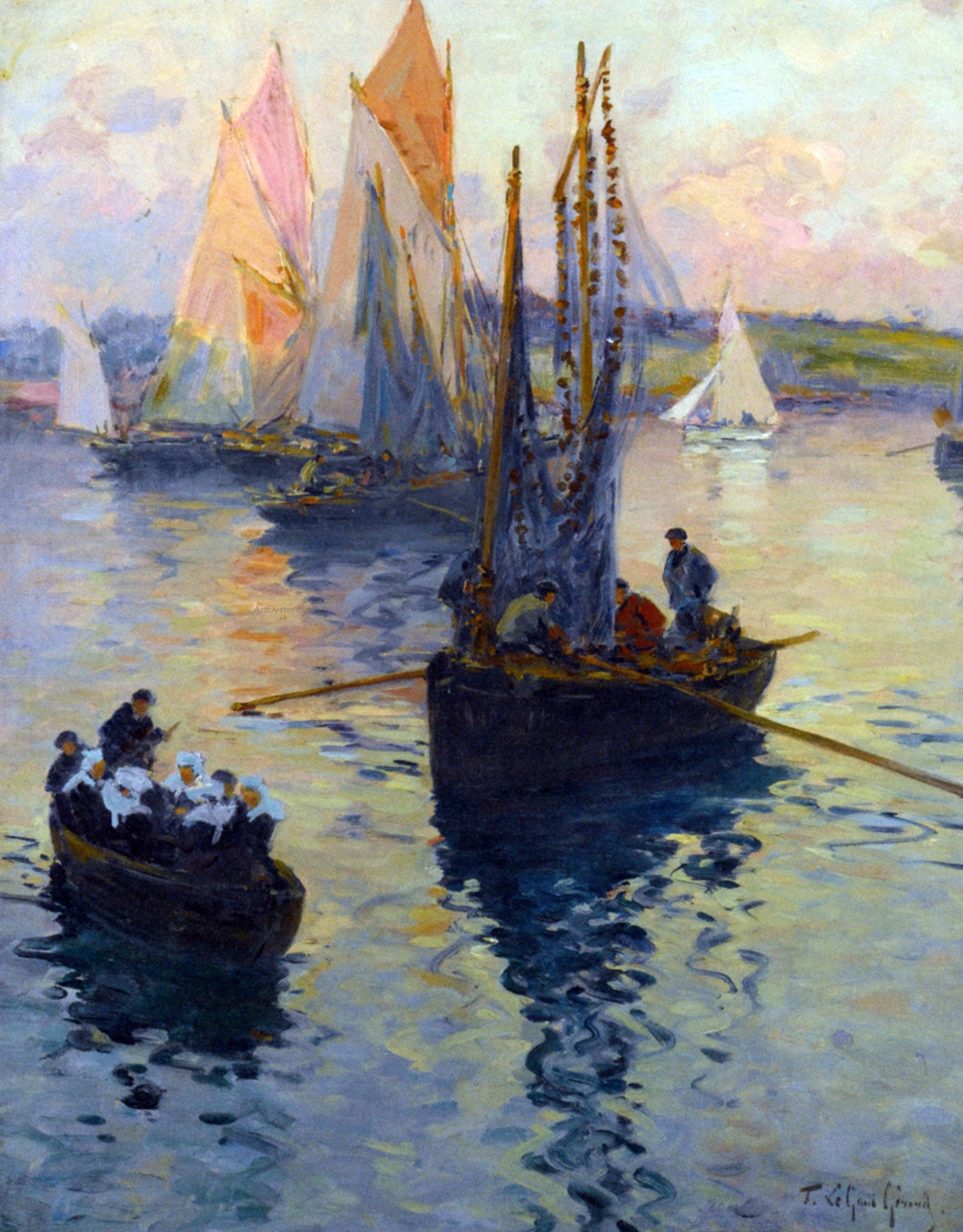 Fernand Eugene Legout-Gerard Bateaux Bretons - Hand Painted Oil Painting