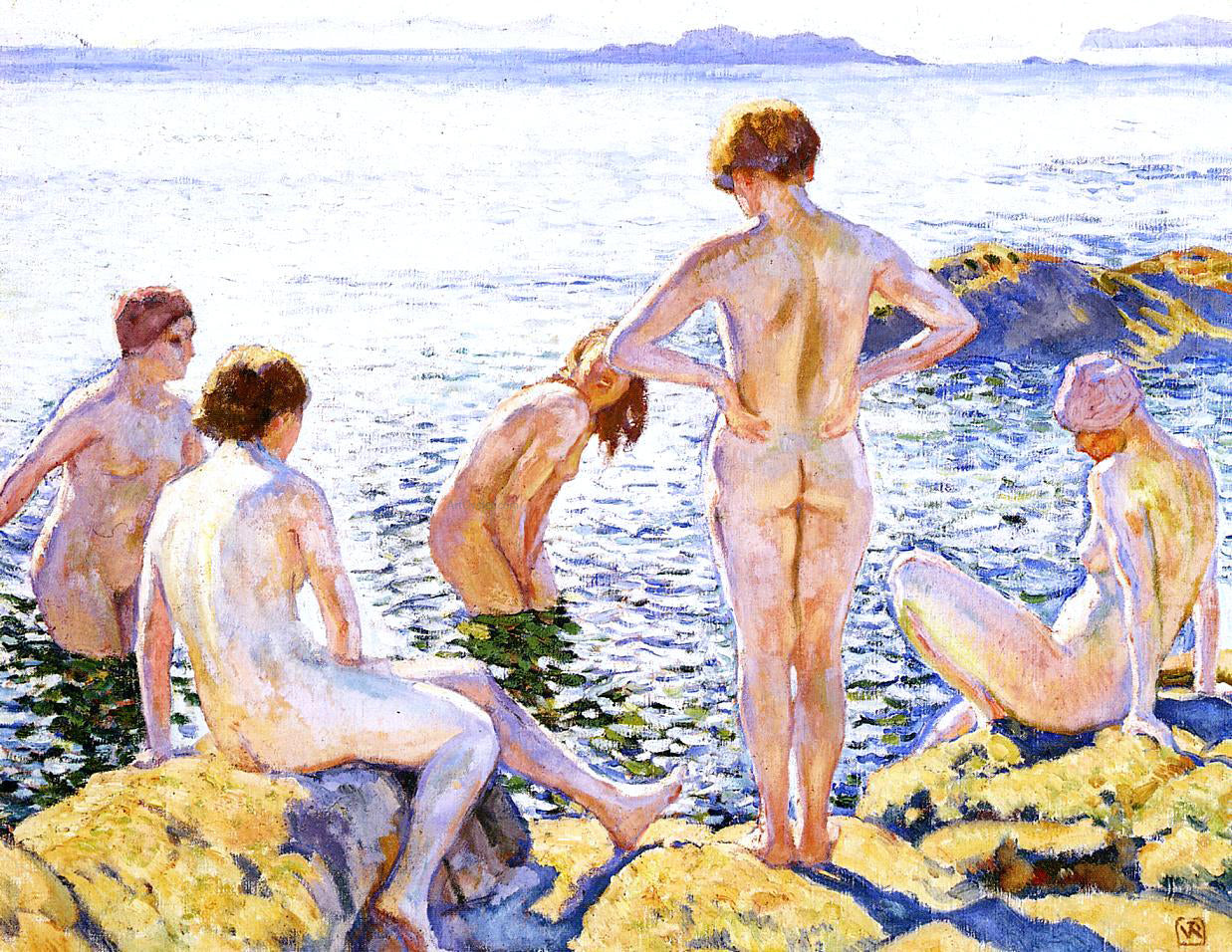 Theo Van Rysselberghe Bathers - Hand Painted Oil Painting