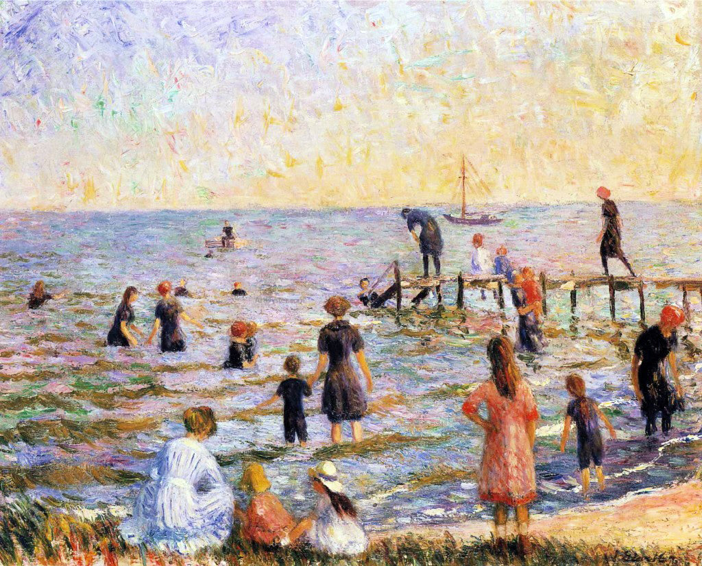  William James Glackens Bathing at Bellport, Long Island - Hand Painted Oil Painting