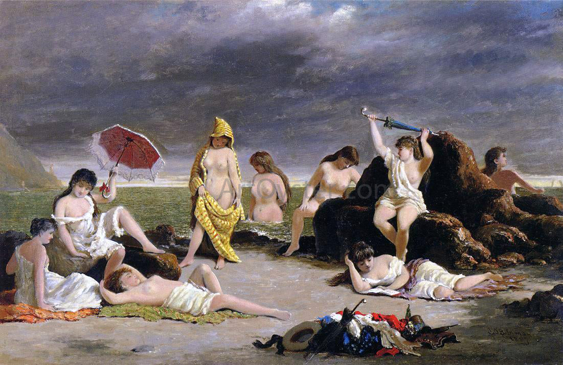 John OBrien Inman Bathing Beauties on the Hudson - Hand Painted Oil Painting
