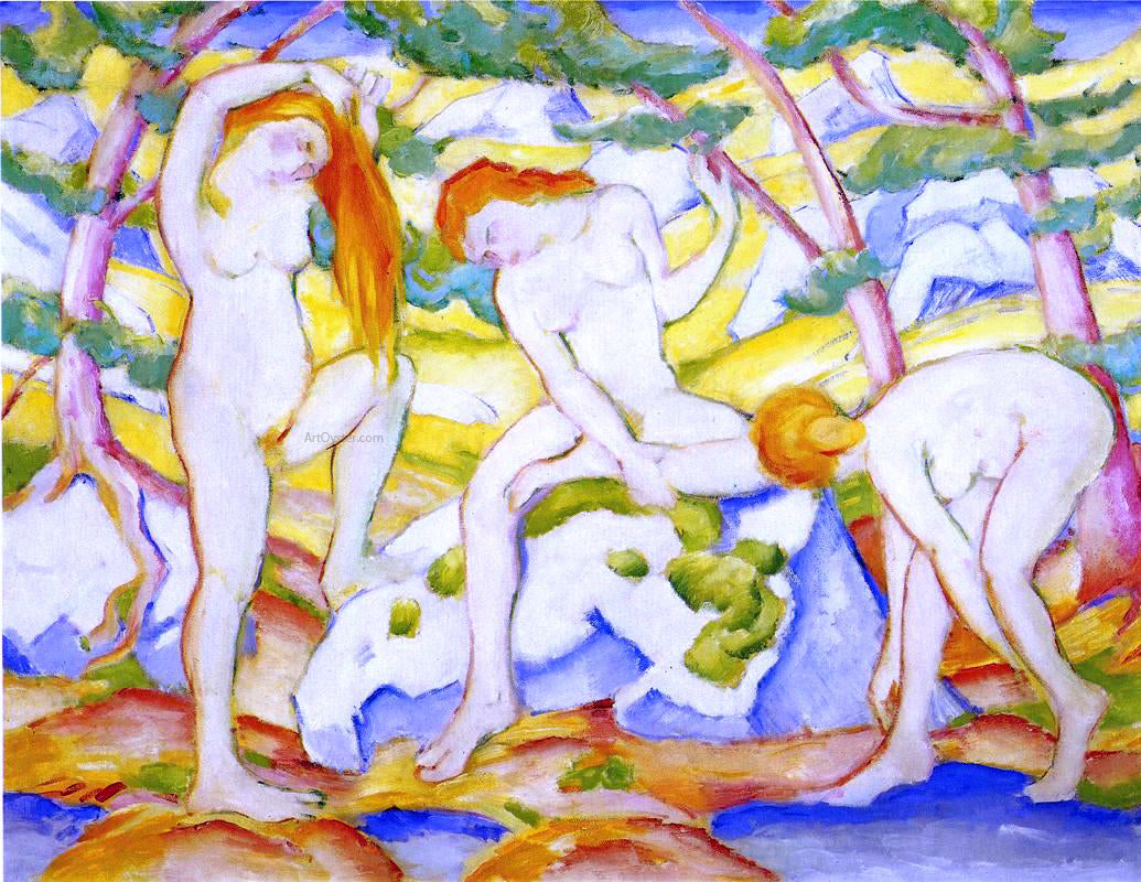  Franz Marc Bathing Girls - Hand Painted Oil Painting