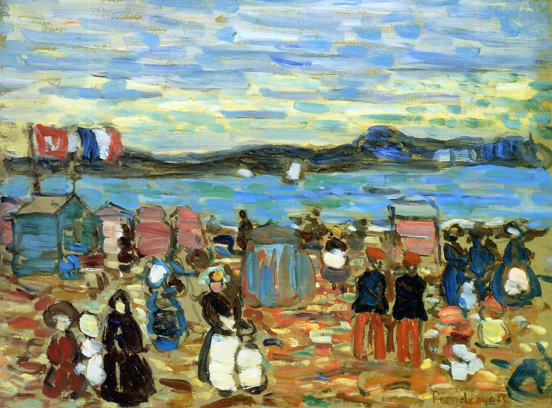 Maurice Prendergast Bathing Tents, St. Malo - Hand Painted Oil Painting