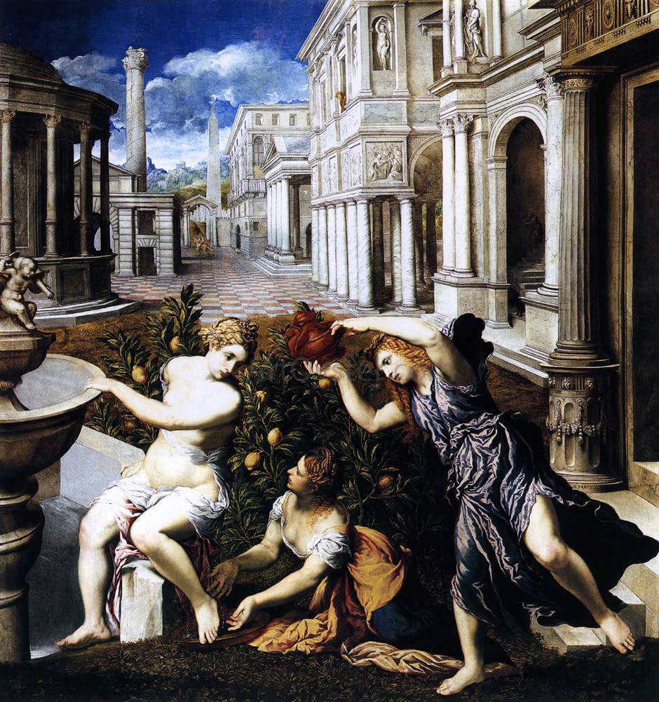 Paris Bordone Bathsheba Bathing - Hand Painted Oil Painting