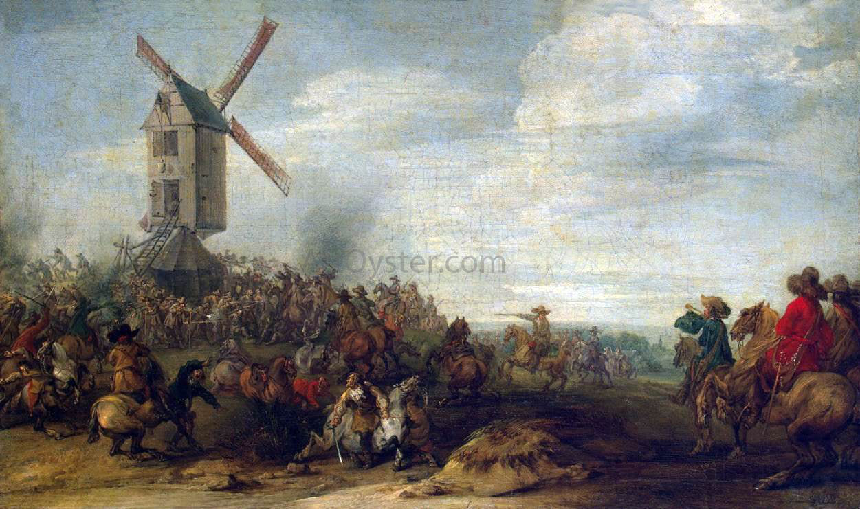  Joseph Parrocel Battle by the Windmill - Hand Painted Oil Painting