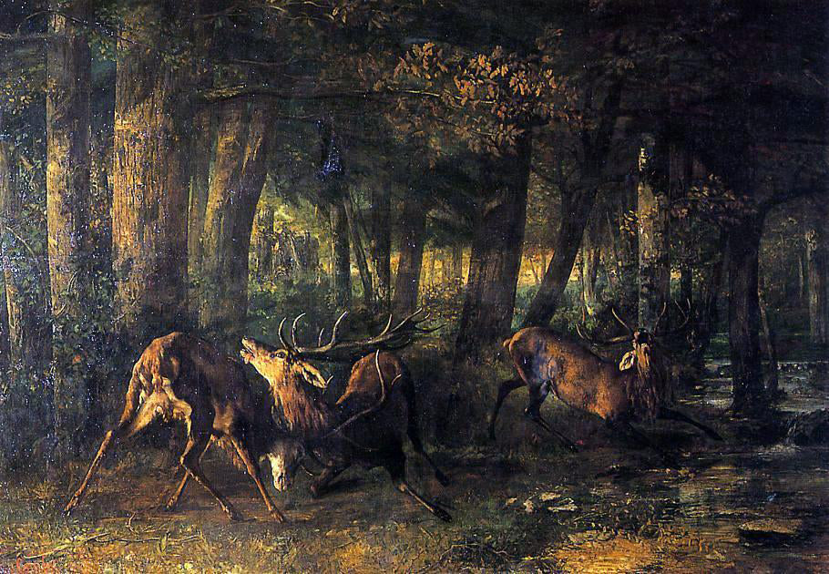 Gustave Courbet The Battle of the Stags - Hand Painted Oil Painting