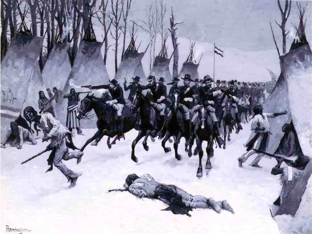 Frederic Remington Battle of Washita - Hand Painted Oil Painting