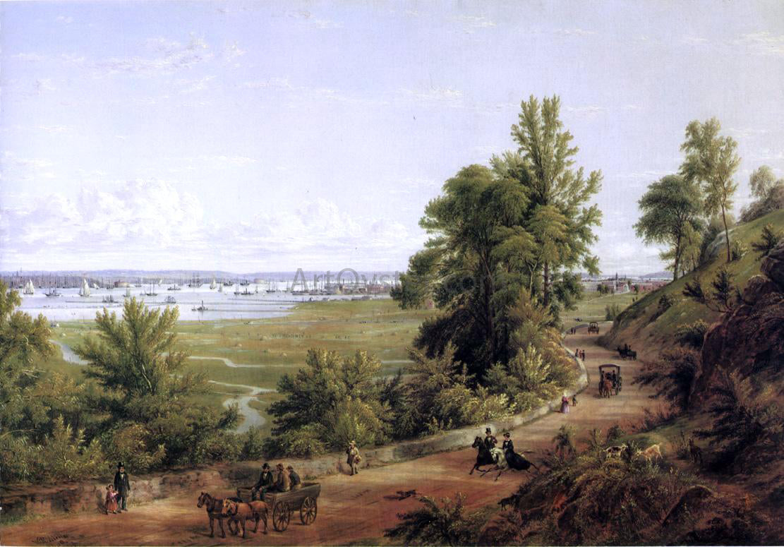  Milne Ramsey Scene from Bay of New York from the Heights of Hoboken - Hand Painted Oil Painting