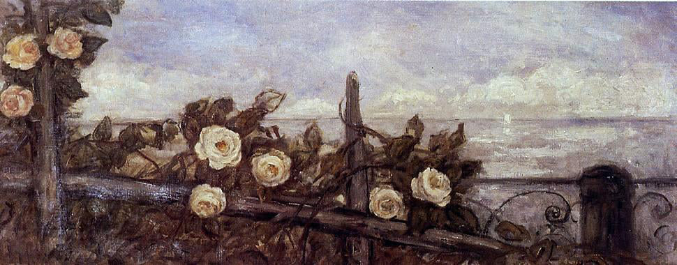 Pierre Laprade Bay with White Roses - Hand Painted Oil Painting