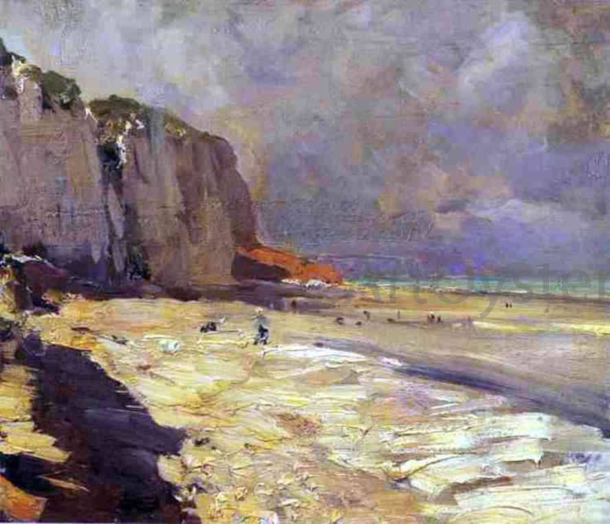 Constantin Alexeevich Korovin A Beach at Dieppe, Study - Hand Painted Oil Painting