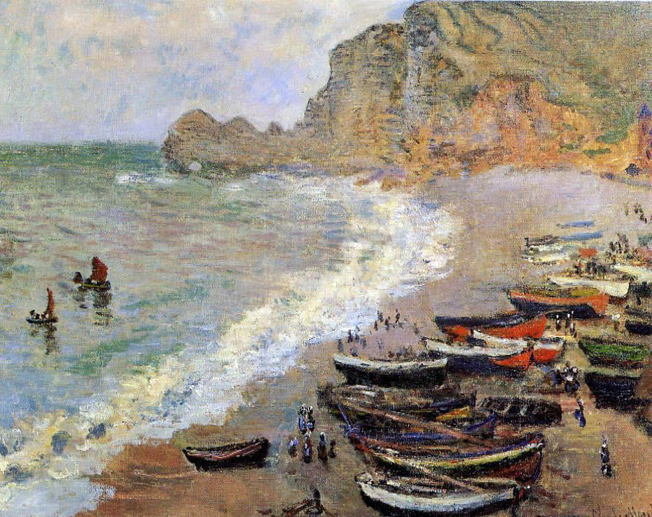 Claude Oscar Monet Beach at Etretat - Hand Painted Oil Painting