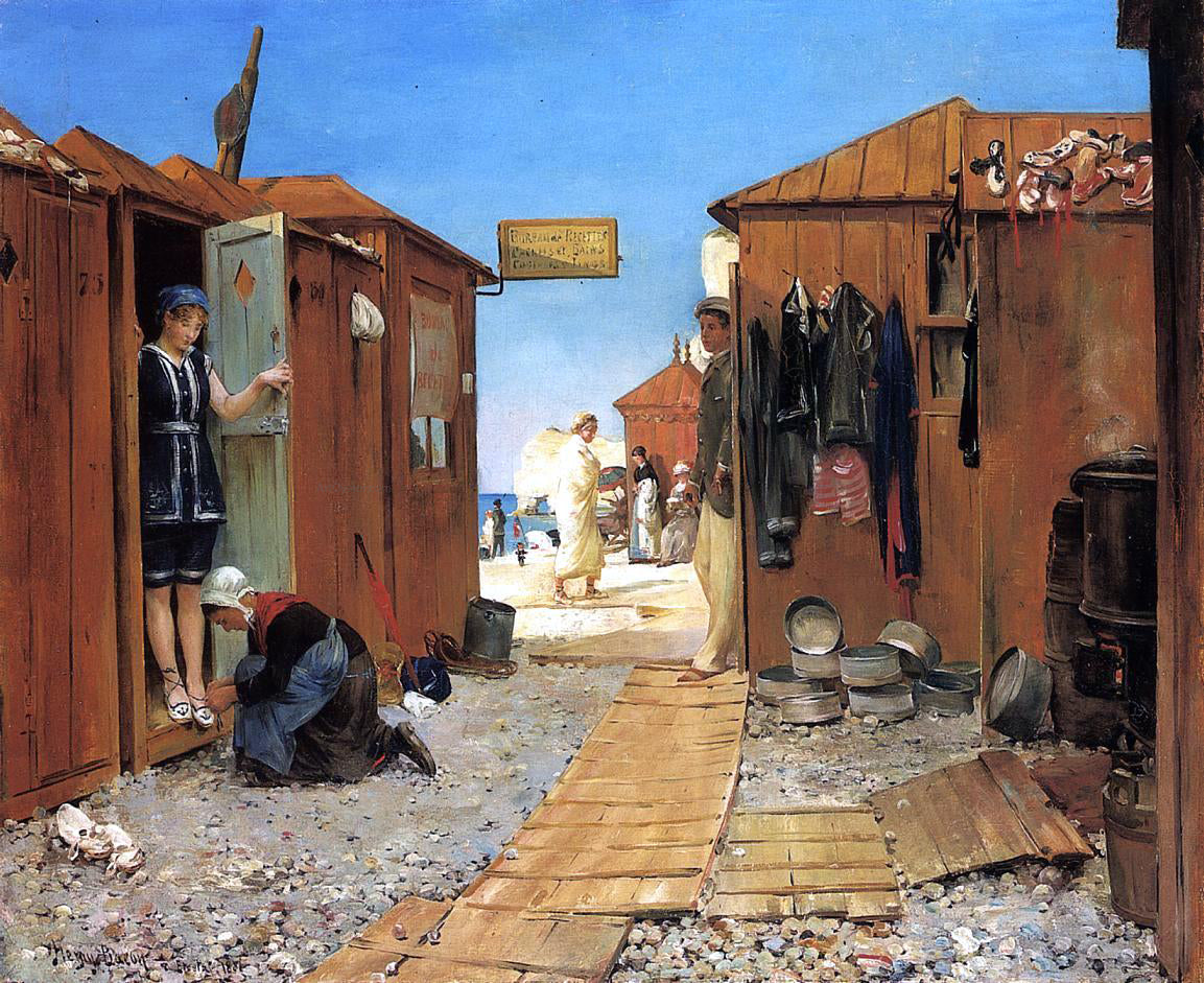 Henry Bacon Beach at Etretat - Hand Painted Oil Painting