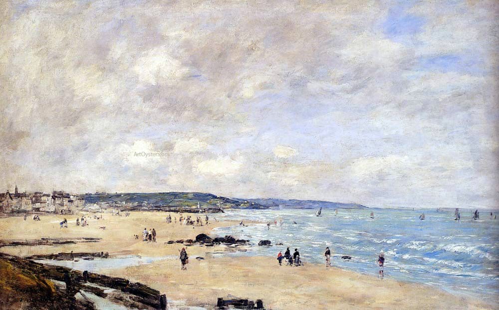 Eugene-Louis Boudin Beach at Trouville - Hand Painted Oil Painting