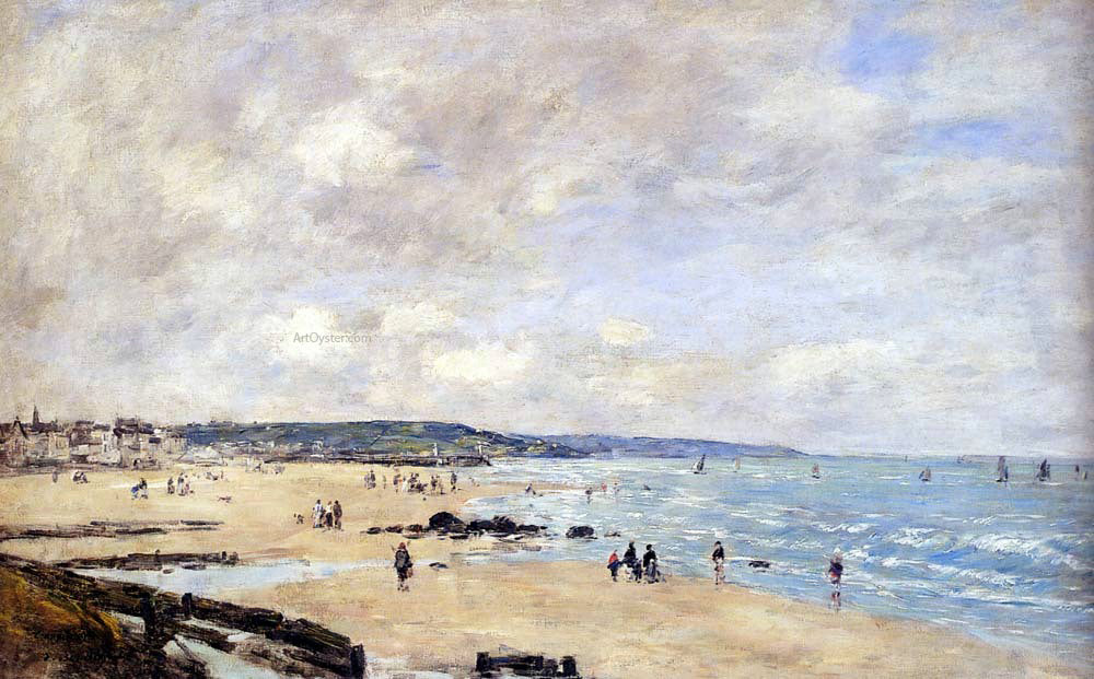  Eugene-Louis Boudin Beach at Trouville - Hand Painted Oil Painting