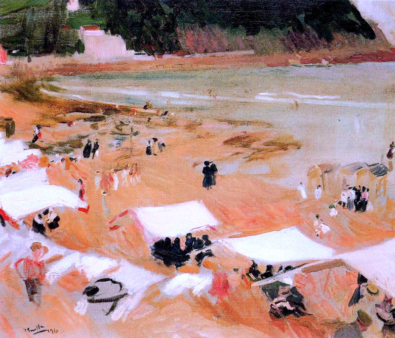 Joaquin Sorolla Y Bastida Beach at Zarauz - Hand Painted Oil Painting