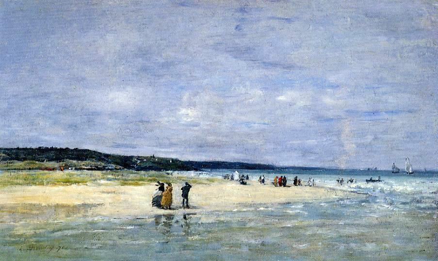 Eugene-Louis Boudin Beach near Trouville - Hand Painted Oil Painting