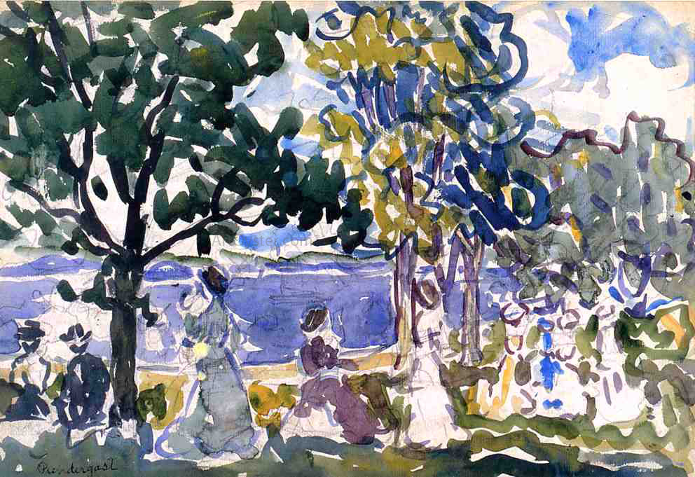 Maurice Prendergast Beach Promenade - Hand Painted Oil Painting