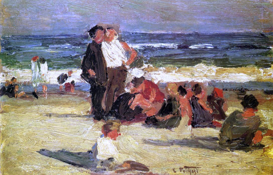 Edward Potthast Beach Scene - Hand Painted Oil Painting