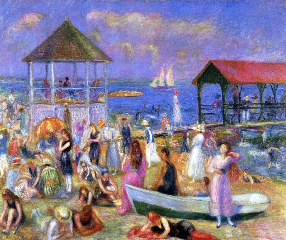 William James Glackens A Beach Scene, New London - Hand Painted Oil Painting