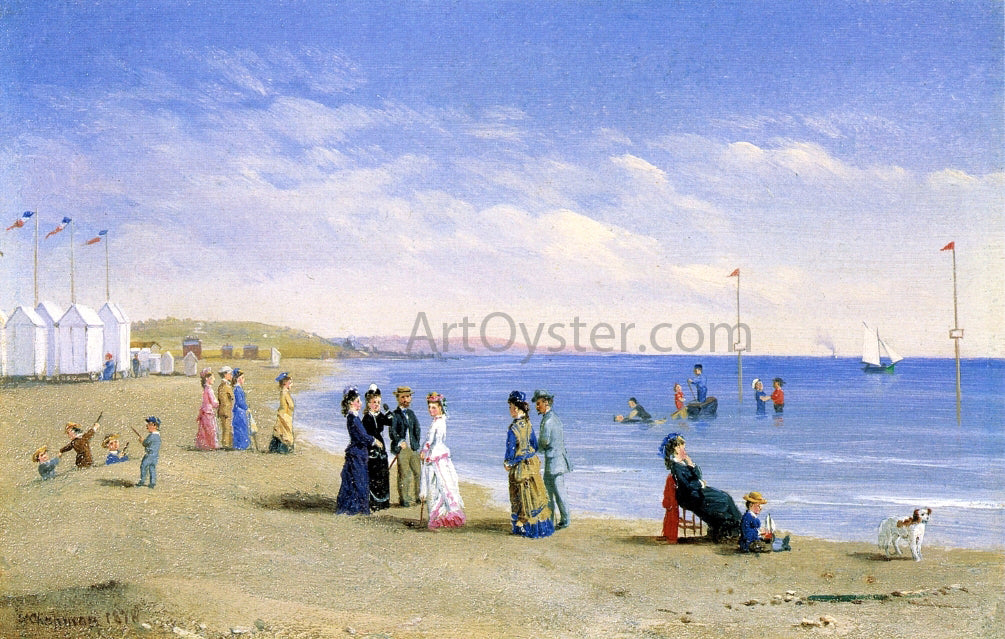 Conrad Wise Chapman Beach Scene, Trouville-sur-Mer - Hand Painted Oil Painting