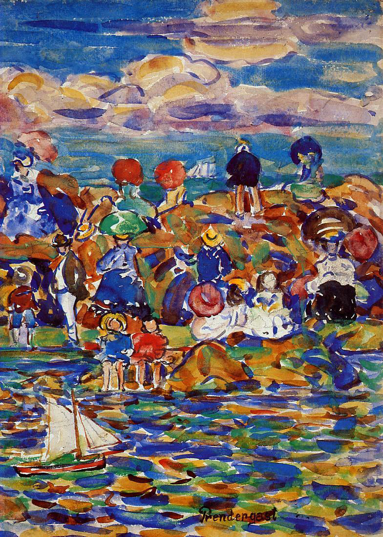 Maurice Prendergast Beach, St. Malo - Hand Painted Oil Painting