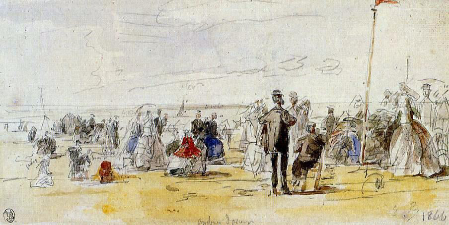 Eugene-Louis Boudin Beach Time - Hand Painted Oil Painting