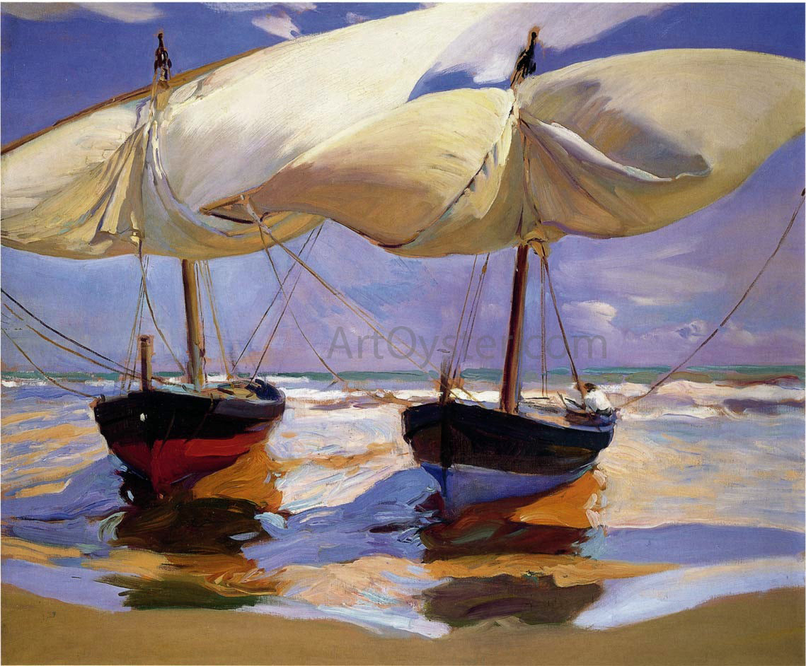Joaquin Sorolla Y Bastida Beached Boats - Hand Painted Oil Painting