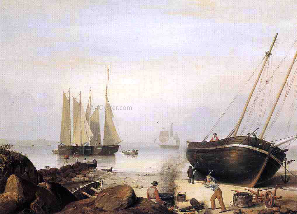 Fitz Hugh Lane Beached for Repairs - Hand Painted Oil Painting