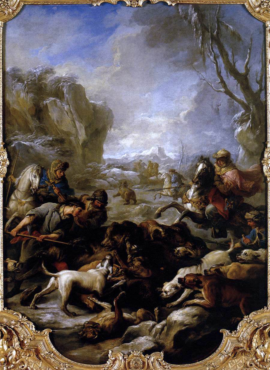 Carle Van Loo Bear Hunt - Hand Painted Oil Painting