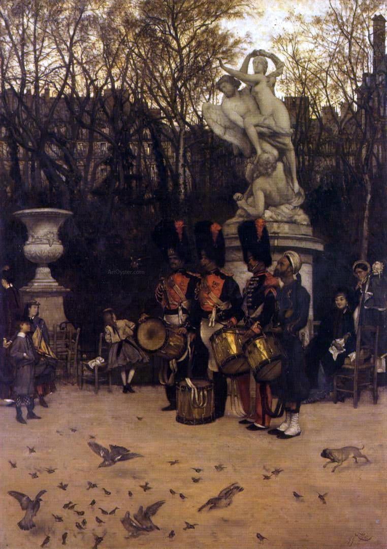 James Tissot Beating the Retreat in the Tuilleries Gardens - Hand Painted Oil Painting